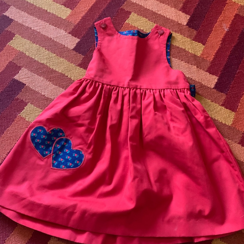 Red Sleeveless Dress with Heart Accents